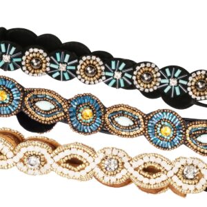 Amcami 5 Pieces Rhinestone Elastic Headbands Handmade Crystal Beaded Hairbands Vintage Jewelry Hair Accessories Party and Daily Headwear