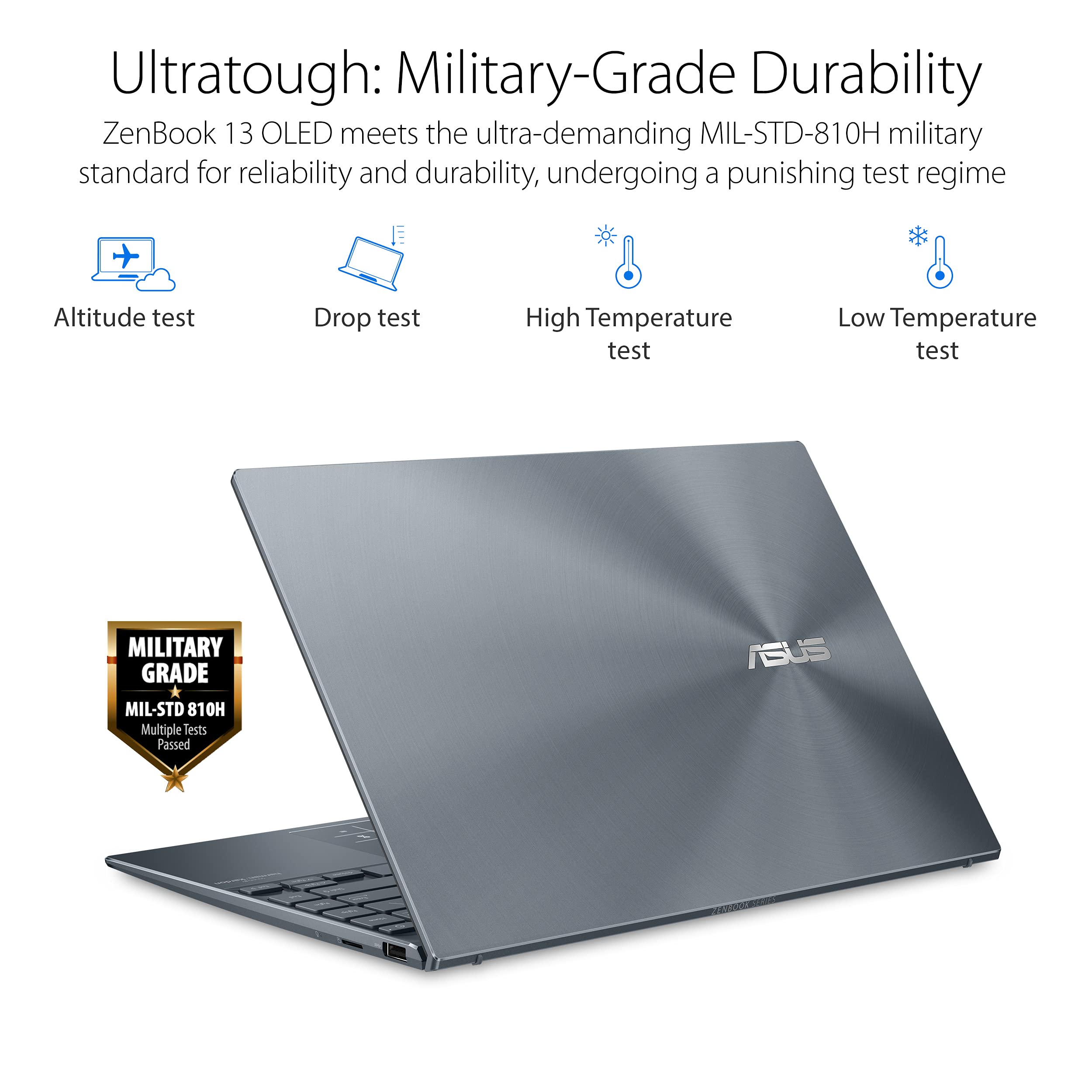 ASUS ZenBook 13 Ultra-Slim Laptop, 13.3” OLED FHD NanoEdge Bezel Display, AMD Ryzen 7 5700U, 8GB LPDDR4X RAM, 512GB PCIe SSD, NumberPad, Wi-Fi 5, Windows 10 Home, Pine Grey, UM325UA-DS71