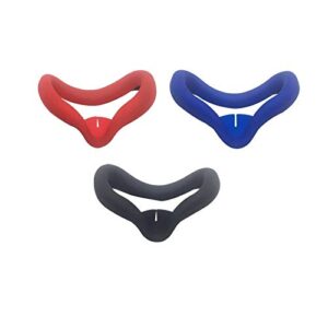 3pcs silicone face cover for oculus quest 2 face cushion cover sweatproof eye pad for oculus quest 2 accessories(black+red+blue) (black)