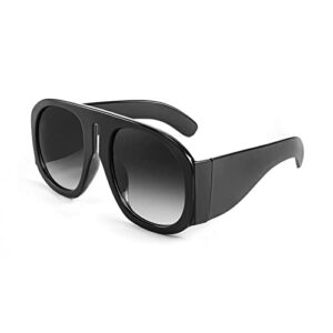 FEISEDY Retro Trendy Avaitor Sunglasses for Women Men Oversized Vintage 70s 80s Sunglasses Flat Top Shield Shades B2745