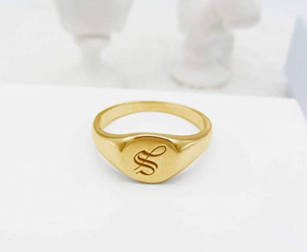 SHAREMORE Customized Signet Ring Engravable Sterling Silver Rings Personalized Monogram Jewelry for Girls Men Women Customize Initial Letter Custom 3 Letters