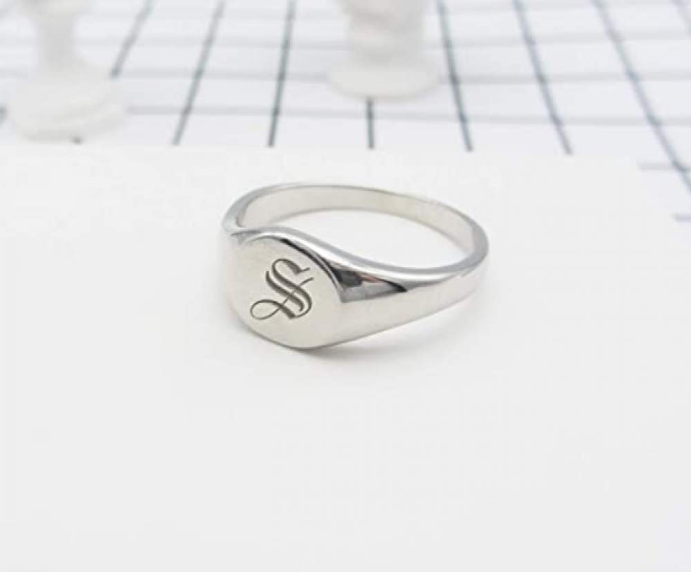 SHAREMORE Customized Signet Ring Engravable Sterling Silver Rings Personalized Monogram Jewelry for Girls Men Women Customize Initial Letter Custom 3 Letters