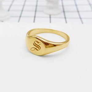 SHAREMORE Customized Signet Ring Engravable Sterling Silver Rings Personalized Monogram Jewelry for Girls Men Women Customize Initial Letter Custom 3 Letters