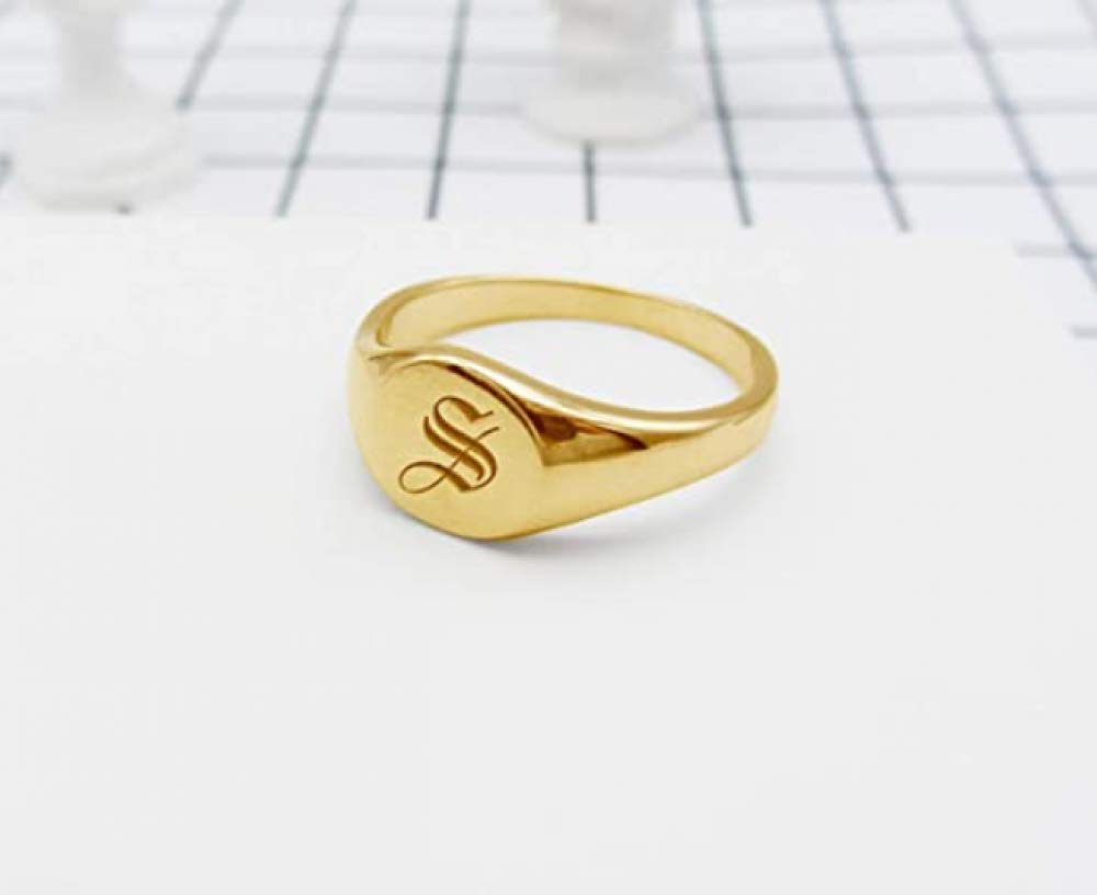 SHAREMORE Customized Signet Ring Engravable Sterling Silver Rings Personalized Monogram Jewelry for Girls Men Women Customize Initial Letter Custom 3 Letters