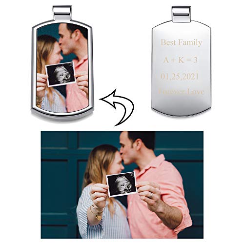 PiercingJ Custom Keychain with Picture Personalized Color Photo Pictures Message Keychain Anniversary Memorial Gift Silver for Family Lover