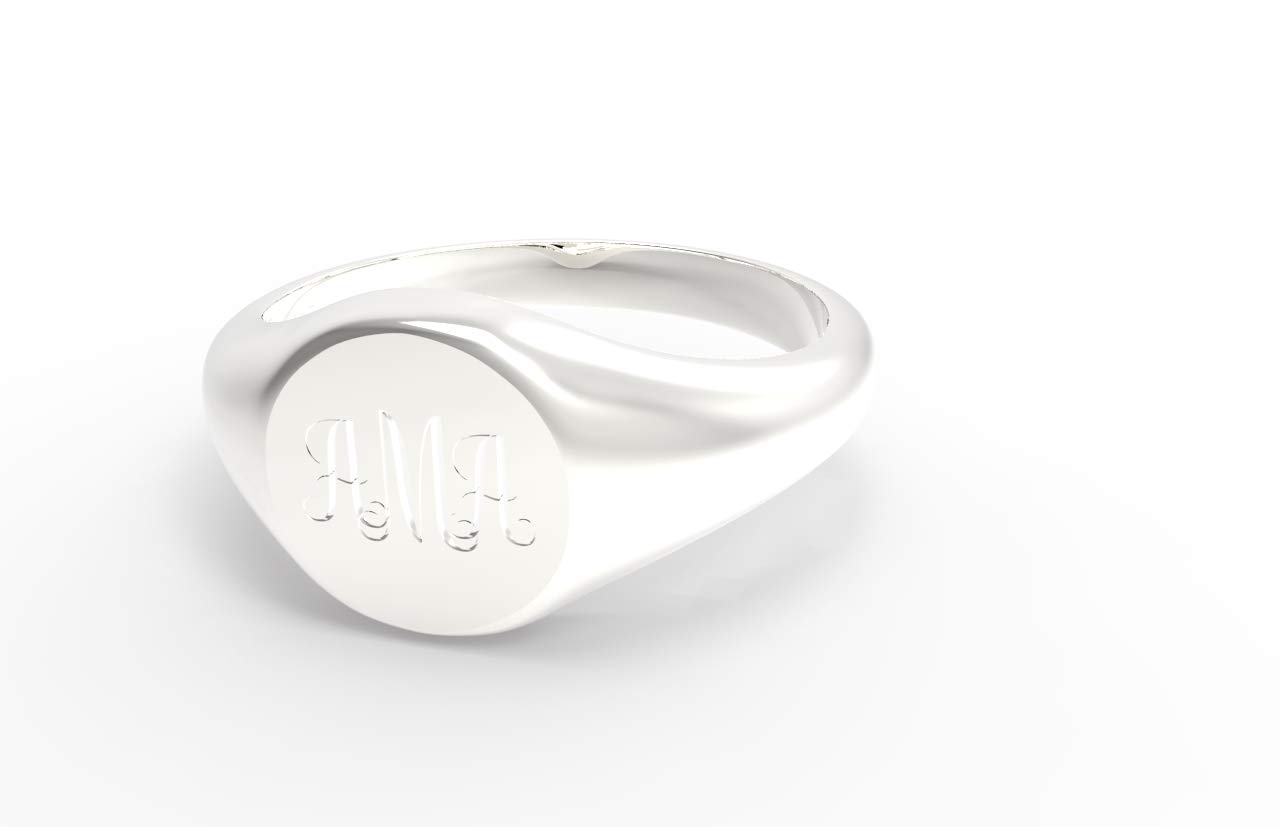 SHAREMORE Customized Signet Ring Engravable Sterling Silver Rings Personalized Monogram Jewelry for Girls Men Women Customize Initial Letter Custom 3 Letters