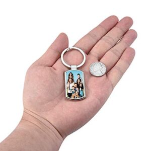 PiercingJ Custom Keychain with Picture Personalized Color Photo Pictures Message Keychain Anniversary Memorial Gift Silver for Family Lover