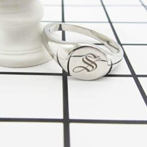 SHAREMORE Customized Signet Ring Engravable Sterling Silver Rings Personalized Monogram Jewelry for Girls Men Women Customize Initial Letter Custom 3 Letters