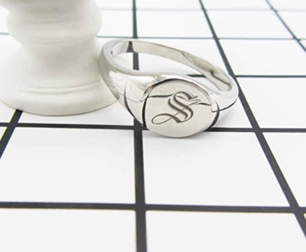 SHAREMORE Customized Signet Ring Engravable Sterling Silver Rings Personalized Monogram Jewelry for Girls Men Women Customize Initial Letter Custom 3 Letters