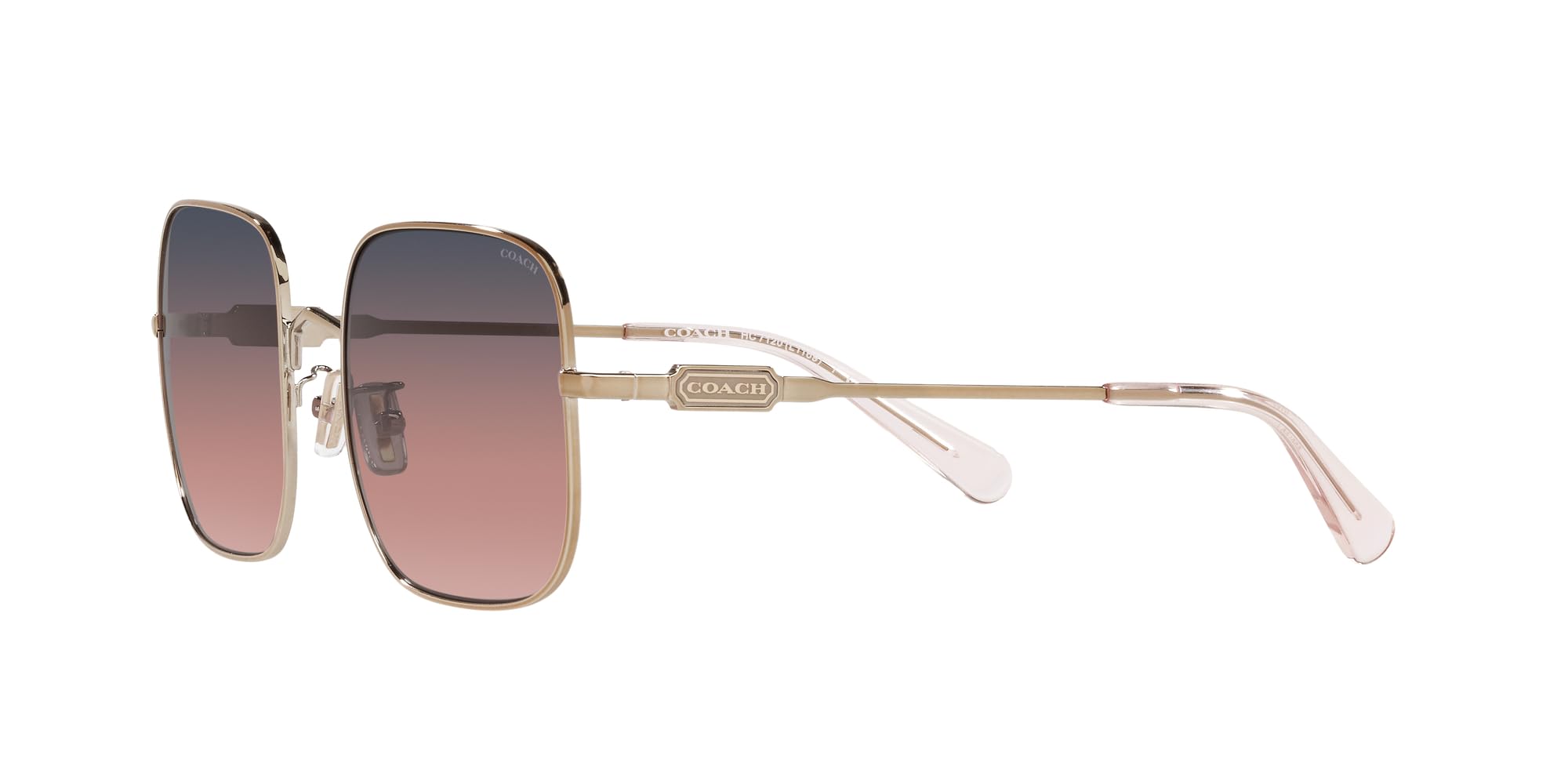 Coach HC7120 Sunglasses, Rose Gold/Navy Pink Peach Gradient, 55 mm