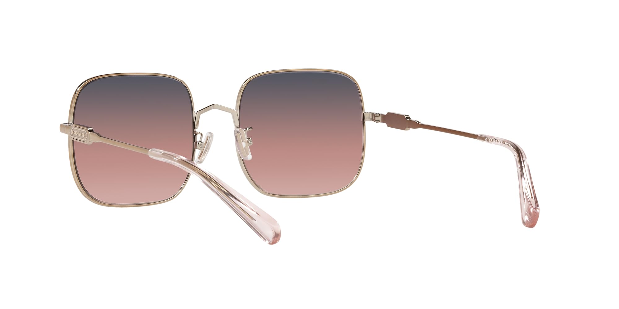 Coach HC7120 Sunglasses, Rose Gold/Navy Pink Peach Gradient, 55 mm