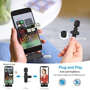 ySky Upgraded （Plug-Play） Wireless Lapel Lavalier Microphone for iPhone iPad Recording,YouTube Facebook Live Stream,Vlog, Auto-Sync Wireless Mic with 2 Clips (No Need App/Bluetooth)