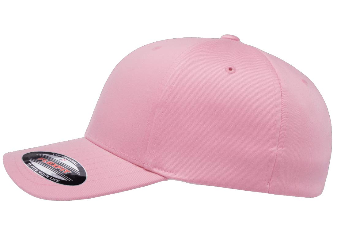 1967 1968 Ford Mustang Coupe Outline Design Flexfit 6277 Athletic Baseball Fitted Hat Cap Pink S/M