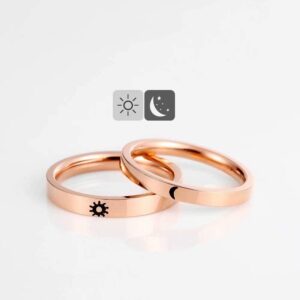 SHAREMORE Sun and Moon Rings Matching Rings for Couples Personalized Rings Promise Couple Ring Customized Engagement Wedding Ring Band Sets for Him and Her Sterling Silver High Polished Comfort Fit