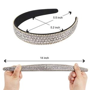 YISSION 2 PCS Rhinestone Headbands for Women, Glitter Crystal Headband Fashion Jeweled Headbands for Girls, Gorgeous Hair Accessories for Women Silver Rainbow Color