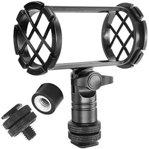 nicama nc4 microphone shock mount universal holder clip with camera cold shoe for shotgun microphone akg d230 sennheiser mkh-416 me66 rode ntg-2 ntg-1 audio-technica at-875r