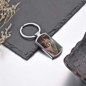 PiercingJ Custom Keychain with Picture Personalized Color Photo Pictures Message Keychain Anniversary Memorial Gift Silver for Family Lover