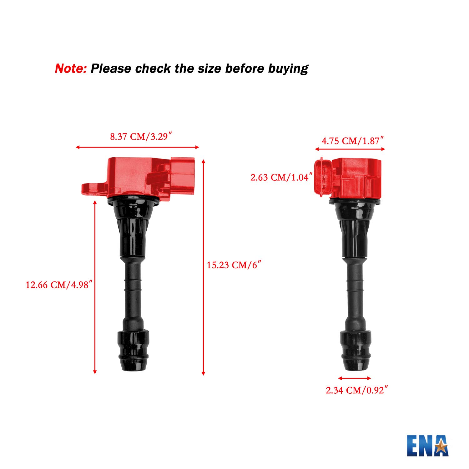 ENA Set of 6 Red Ignition Coil Pack and 6 Iridium Spark Plug Compatible with Infiniti Nissan FX35 G35 I35 M35 QX4 350Z Altima Maxima Murano NV2500 NV3500 Pathfinder Quest Xterra V6 Replace# UF349 4505