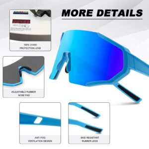 BangLong Cycling Polarized Sports Sunglasses for Men Women with 3 Interchangeable Lens Sports Golf Baseball Running Glasses