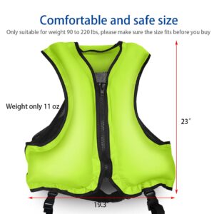 PQPB Snorkel Vests for Adult Inflatable Floatage Jacket Upgraded Buoyancy Kayak Aid Swim Jackets with Leg Straps Green, SOF00002