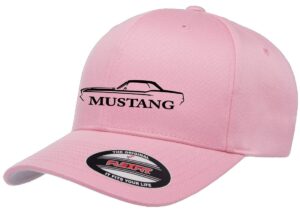 1967 1968 ford mustang coupe outline design flexfit 6277 athletic baseball fitted hat cap pink s/m