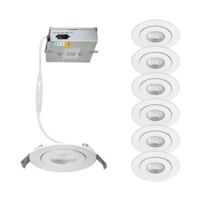 WAC Lighting, Lotos 6in LED Round Adjustable 5-CCT Selectable 2700K-3000K-3500K-4000K-5000K Recessed Kit in White (Pack of 6)