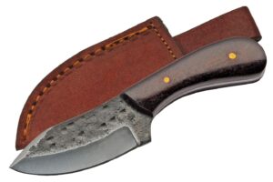 szco supplies 6" hand forged blacksmith style skinning knife with leather sheath 203423 brown