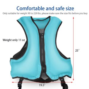 PQPB Snorkel Vests for Adult Inflatable Floatage Jacket Upgraded Buoyancy Kayak Aid Swim Jackets with Leg Straps Blue (SOF00002)