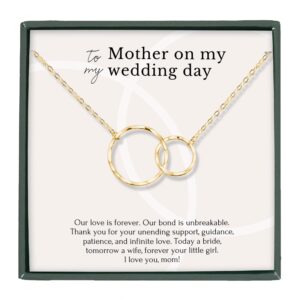 HOPE LOVE SHINE Mother of the Bride Gift from Daughter - Meaningful Wedding Gifts for Mom - Gift Ready with Poem Card - Linked Circle 14K Gold Vermeil Nekclace