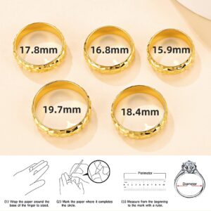 GOLDCHIC JEWELRY Basic Ring for Women, 18K Gold Plated Diamond Cut Stackable Rings Gold Band Rings for Women