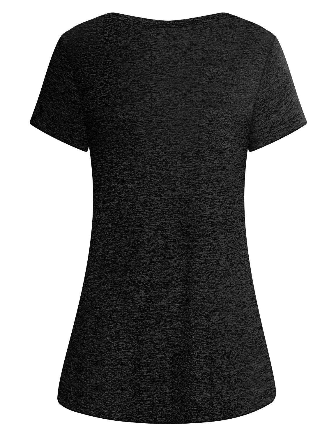 Cucuchy Womens Yoga Tops Flowy Fitness Workout Shirts Short Sleeve Activewear (X-Large, Black-2)