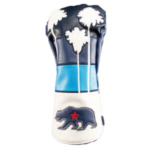 CMC Design Custom Cali Pines Embroidered Golf Driver Head Cover - Glove Soft Lining - Design Elements Include Applique and Embossing - Great Fit on Any Club as Golf Head Covers, Wood Driver Cover