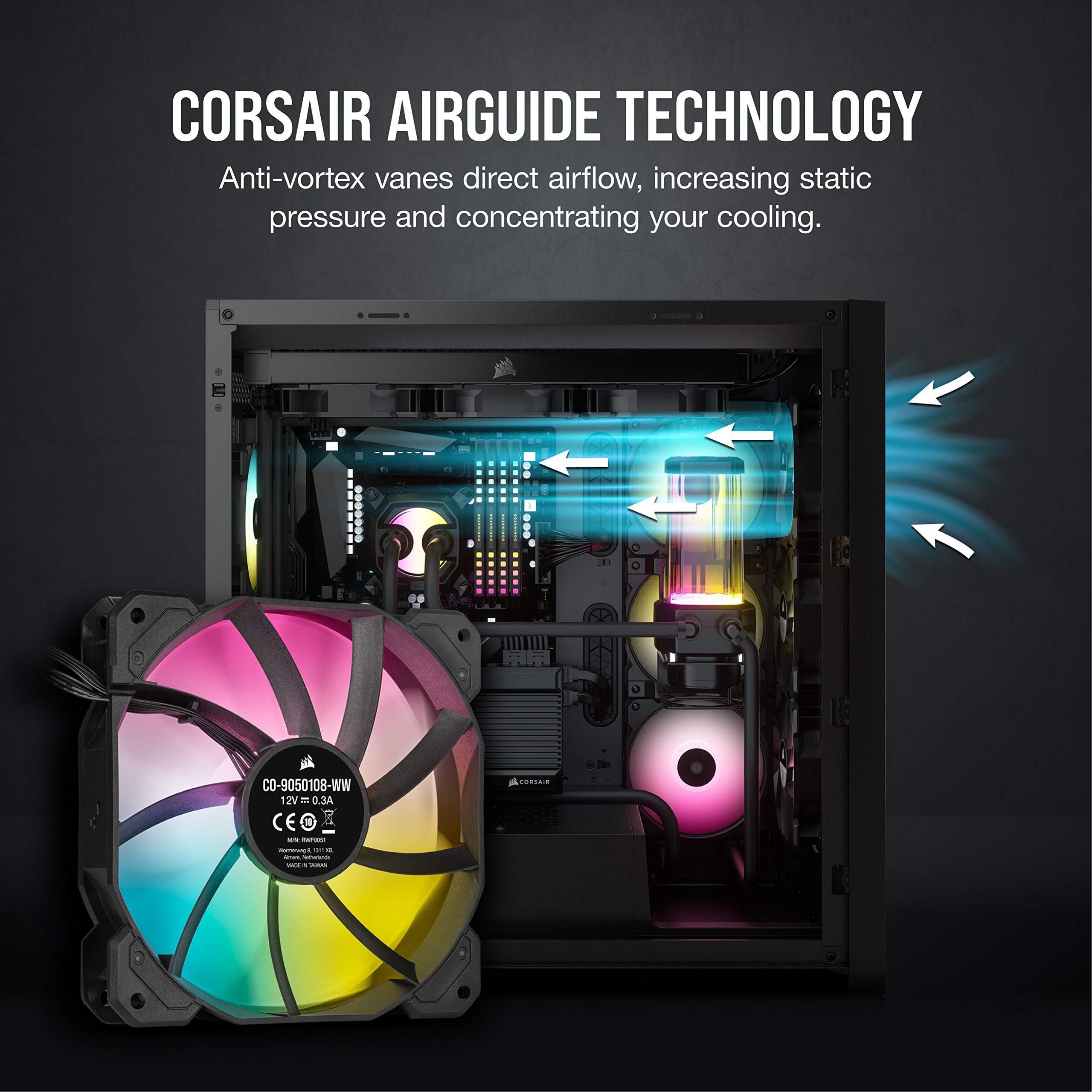 CORSAIR iCUE SP120 RGB ELITE Performance 120mm PWM Triple Fan Kit with iCUE Lighting Node CORE - Black