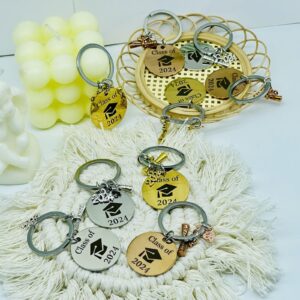 LUOZZY 8 Pcs Class of 2024 Graduation Keychains Bulk My Story is Just Beginning Keychain 2024 Graduation Party Supplies Favors