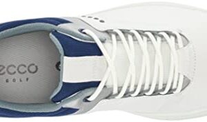 ECCO Men's Core Hydromax Water Resistant Golf Shoe, White/SILVERMETALLIC/Blue Depths, 10-10.5