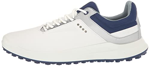 ECCO Men's Core Hydromax Water Resistant Golf Shoe, White/SILVERMETALLIC/Blue Depths, 10-10.5