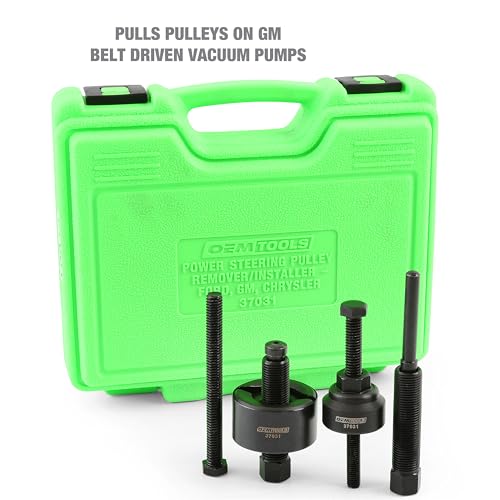 OEMTOOLS 37031 Power Steering Pulley Puller and Installer Kit, Removes and Installs Power Steering Pump Pulleys on Most Domestic Vehicles, Ford, GM, VW , green