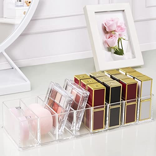 Seitop Detachable Makeup Organizer, 8 Compartments Acrylic Cosmetic Storage Jewelry Display Boxes, Clear Drawer Organizers Case for Dresser Vanity Bathroom Kitchen