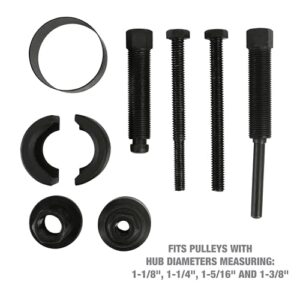 OEMTOOLS 37031 Power Steering Pulley Puller and Installer Kit, Removes and Installs Power Steering Pump Pulleys on Most Domestic Vehicles, Ford, GM, VW , green