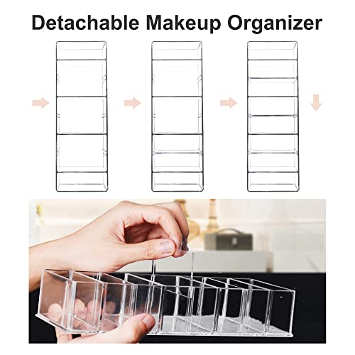 Seitop Detachable Makeup Organizer, 8 Compartments Acrylic Cosmetic Storage Jewelry Display Boxes, Clear Drawer Organizers Case for Dresser Vanity Bathroom Kitchen