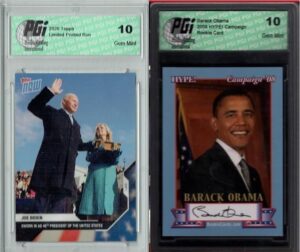 barack obama & joe biden 2021 topps now & hype presidents rookie card pgi 10