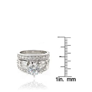 COSJOOHY 925 Sterling Silver Bridal Ring Sets Emerald Cut CZ Engagement Rings Vintage Promise Rings Platinum Big Women CZ Rings Set Bling Princess Cut Cubic Zirconia Size 6-10 (8)