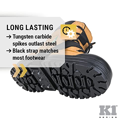 K1 Mid-Sole Ice Cleats - Easily Rotate Traction Cleats for Frequent Indoor/Outdoor Transition, Driving, or Climbing (1 Pair)