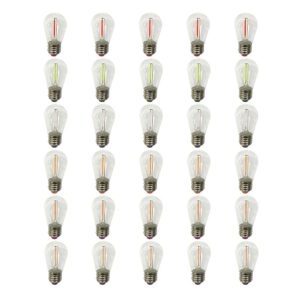 MORGENLITE 30 Pack LED Color Bulb S14 1W, LED String Light Replacement Bulb for Home Decor Christmas,Holiday,Party,Wedding