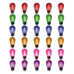 MORGENLITE 30 Pack LED Color Bulb S14 1W, LED String Light Replacement Bulb for Home Decor Christmas,Holiday,Party,Wedding