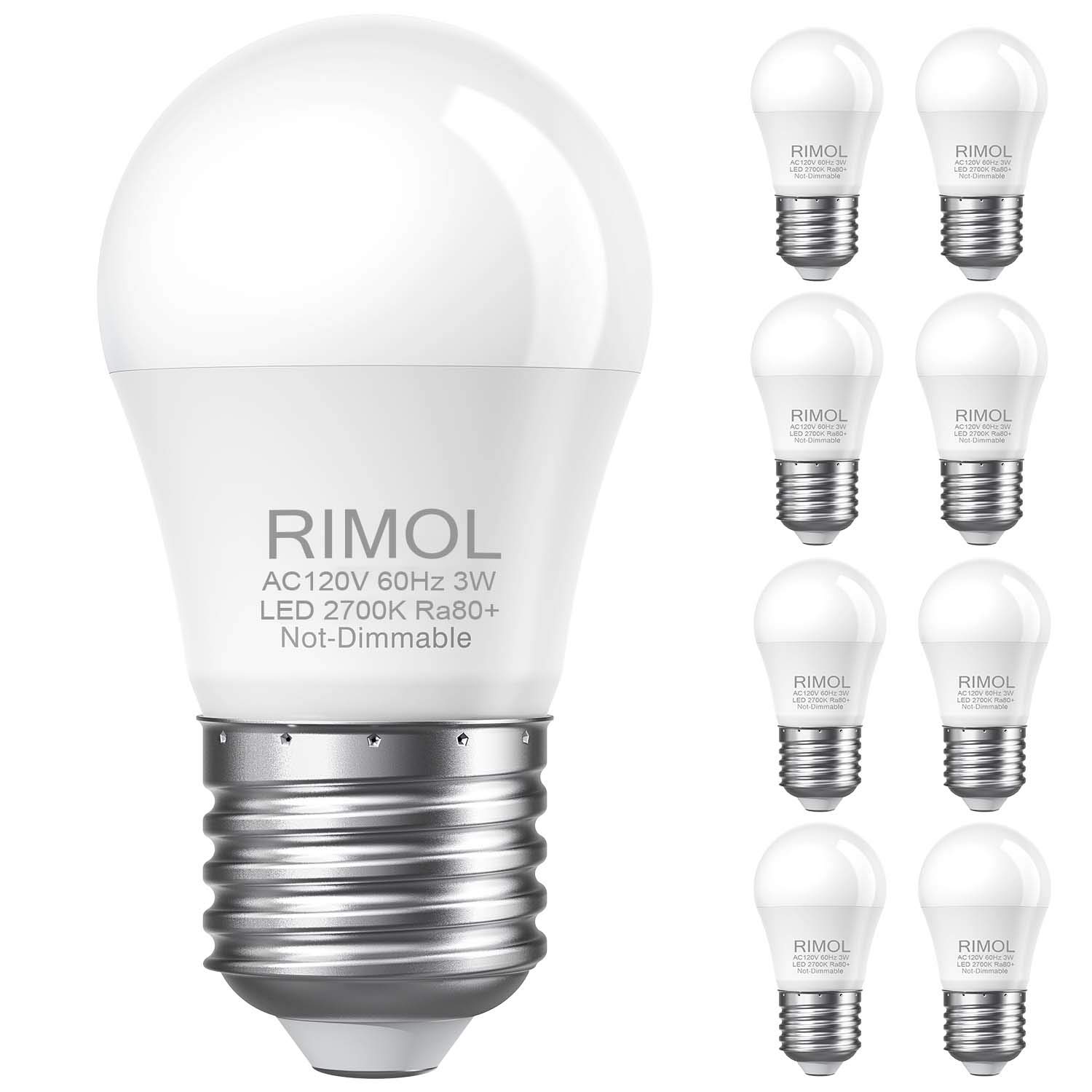 RIMOL 3W LED Bulb Equivalent 25 Watt Light Bulbs, A15 LED Light Bulb Soft White 2700K Energy Saving Low Watt Light Bulbs, E26 Base Bulb for Home Bedroom(8 Pack)