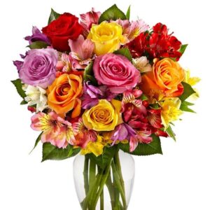 From You Flowers - Bright & Sunny Rose Bouquet with Glass Vase (Fresh Flower Bouquets) Birthday, Anniversary, Get Well, Sympathy, Congratulations, Thank You