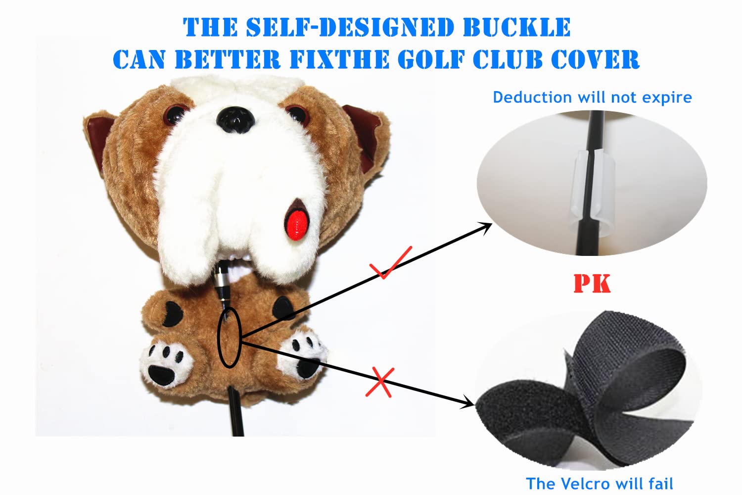 Golf Club Head Cover Funny Cartoon Golf Animal Wood Pole Set Suitable for 460 cc (brown)