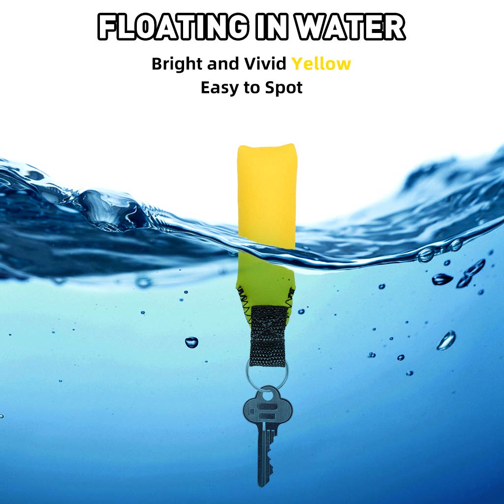 Floating Neoprene Keychain, Rectangle Buoyant Key Ring, Water Sports Keychain for Marine Boat, Fishing, Sailing, Surfing, Kayaking, Swimming, Diving, Water Sports Yellow