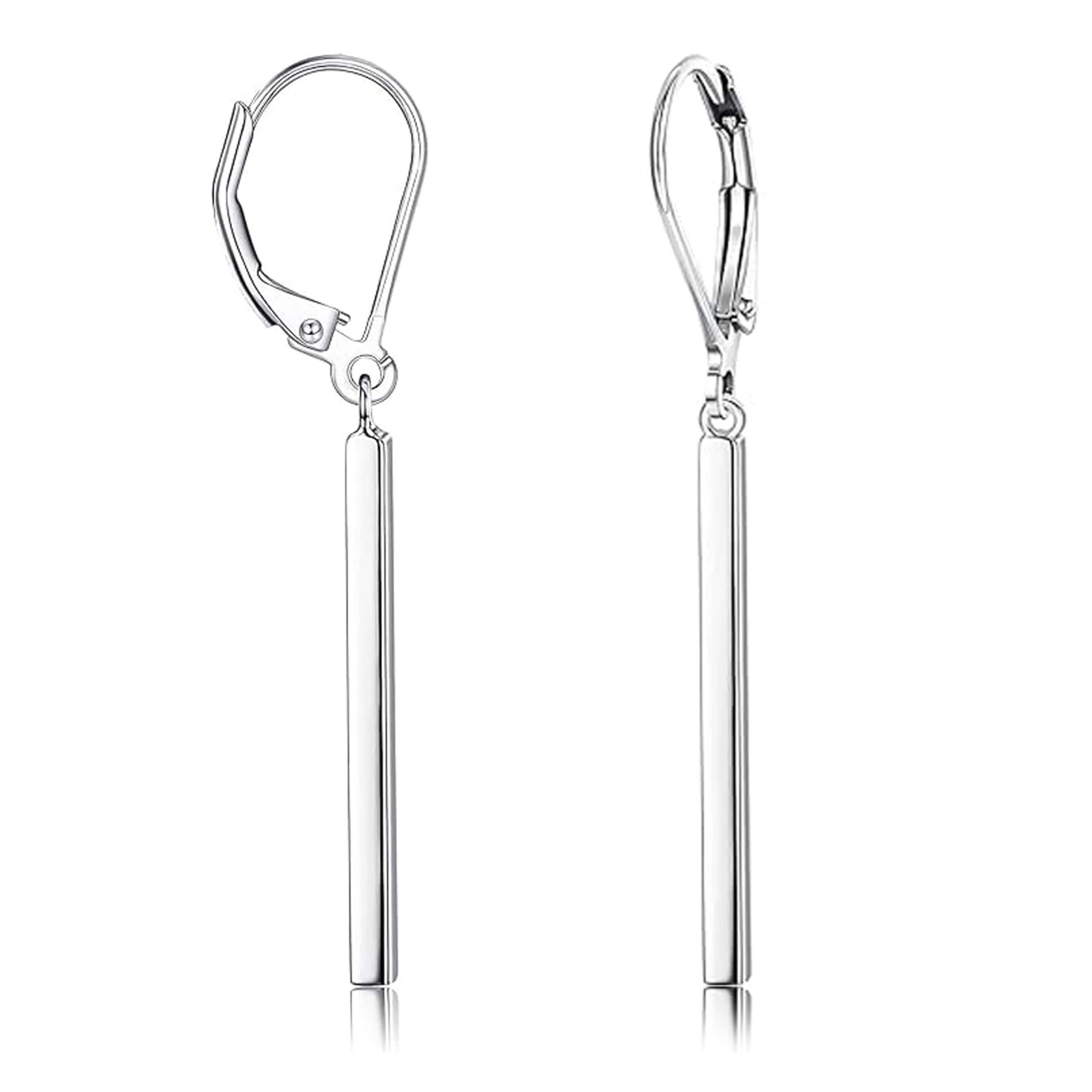 Charmsy 925 Sterling Silver Jewelry Lightweight Vertical Bar Leverback Drop Dangle Earrings for Women 53mm